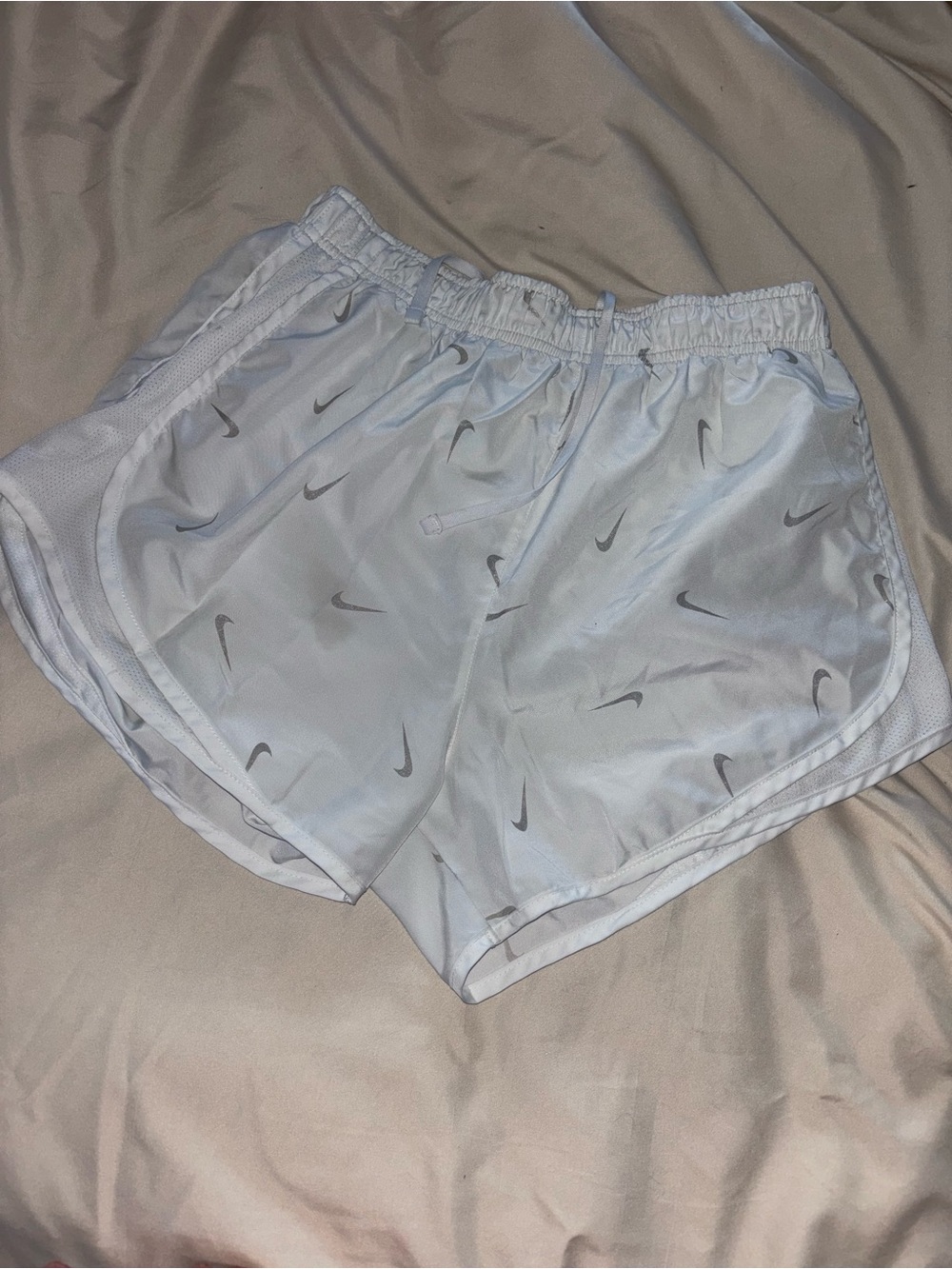 Nike Light Gray Elastic Waist Shorts with Subtle Swoosh